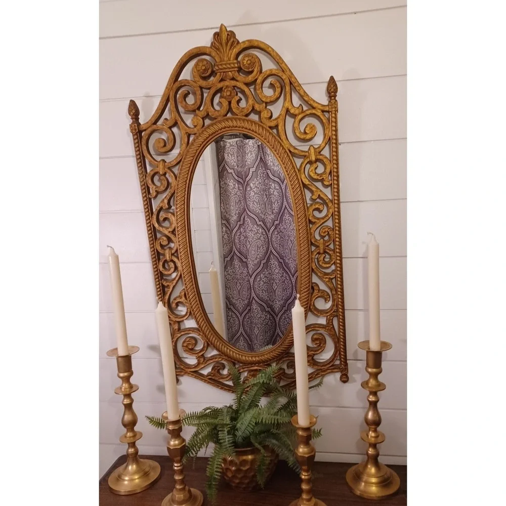 Vintage syroco gold mirror Hollywood Regency Gothic Victorian style